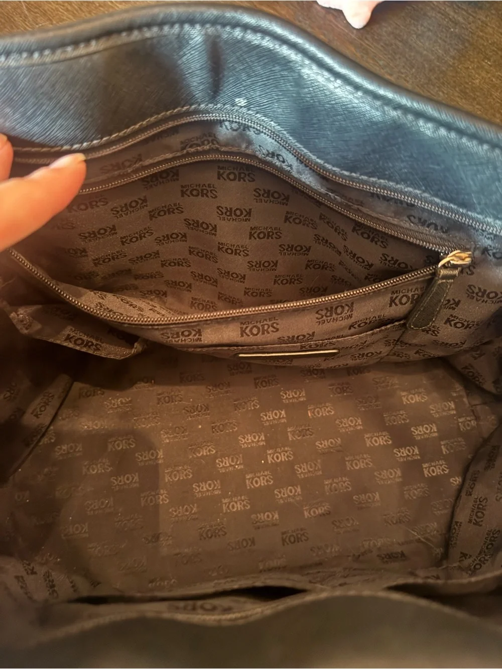 Michael Kors Black Tote with Gold Stud Diamond Pattern